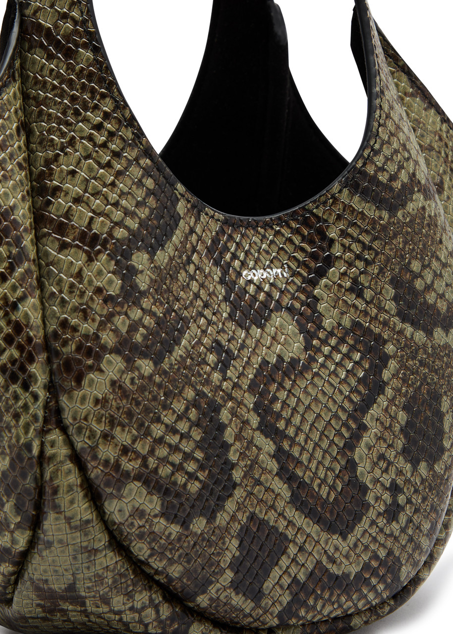  Coperni Swipe Mini Python-effect Leather Bucket Bag - Green - One Size 