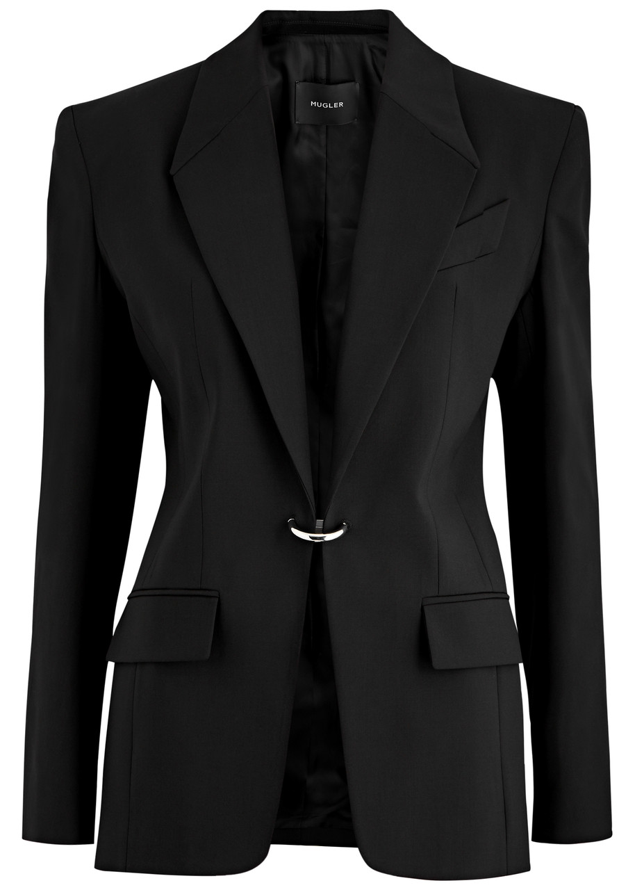 Mugler Black Pierced Tailored Blazer In Black