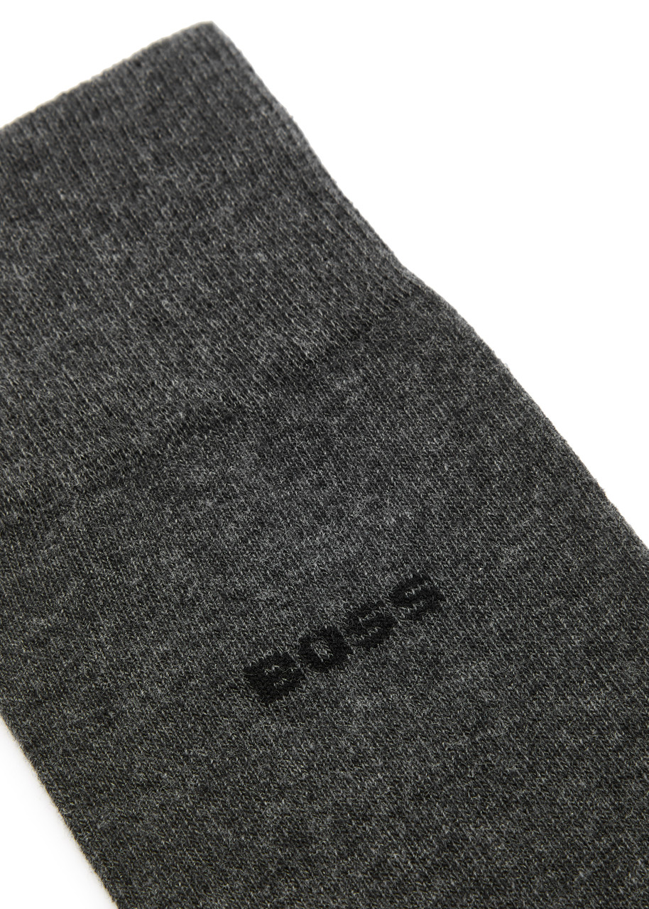 Hugo Boss 2-pack Mens Regular Length Socks In A Cotton Blend Nos In Grey