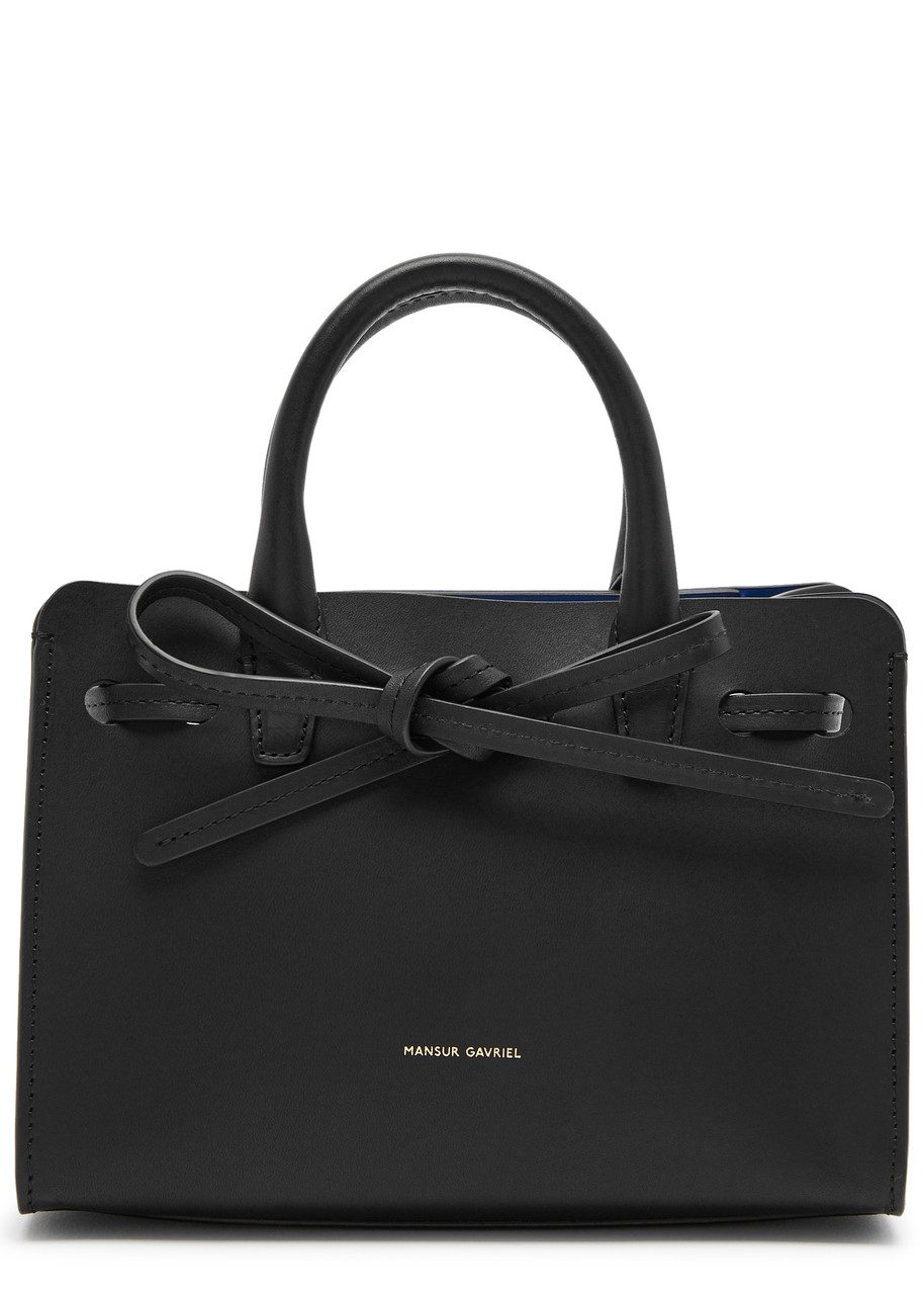 Mansur Gavriel Sun Mini Leather Top Handle Bag In Black