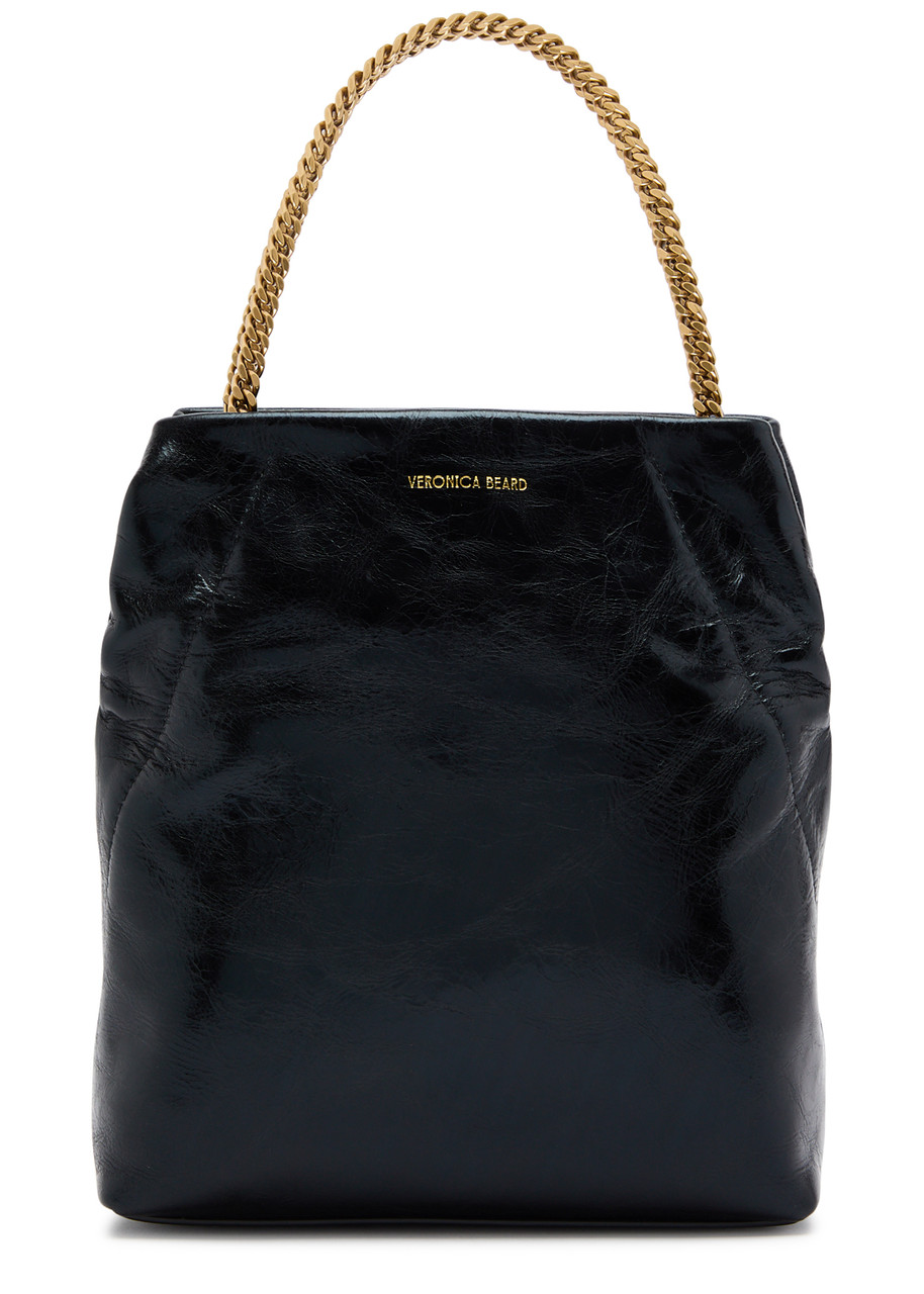 Veronica Beard Slouch Small Crinkled Leather Shoulder bag - Black - One Size