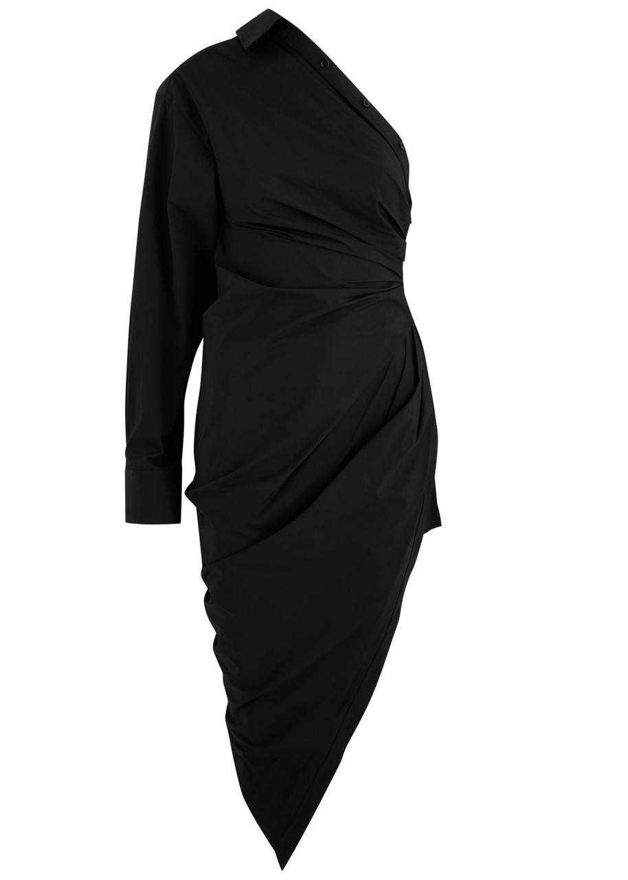Alexander Wang Asymmetric Stretch-cotton Poplin Mini Dress - Black - 8 (UK12 / M)