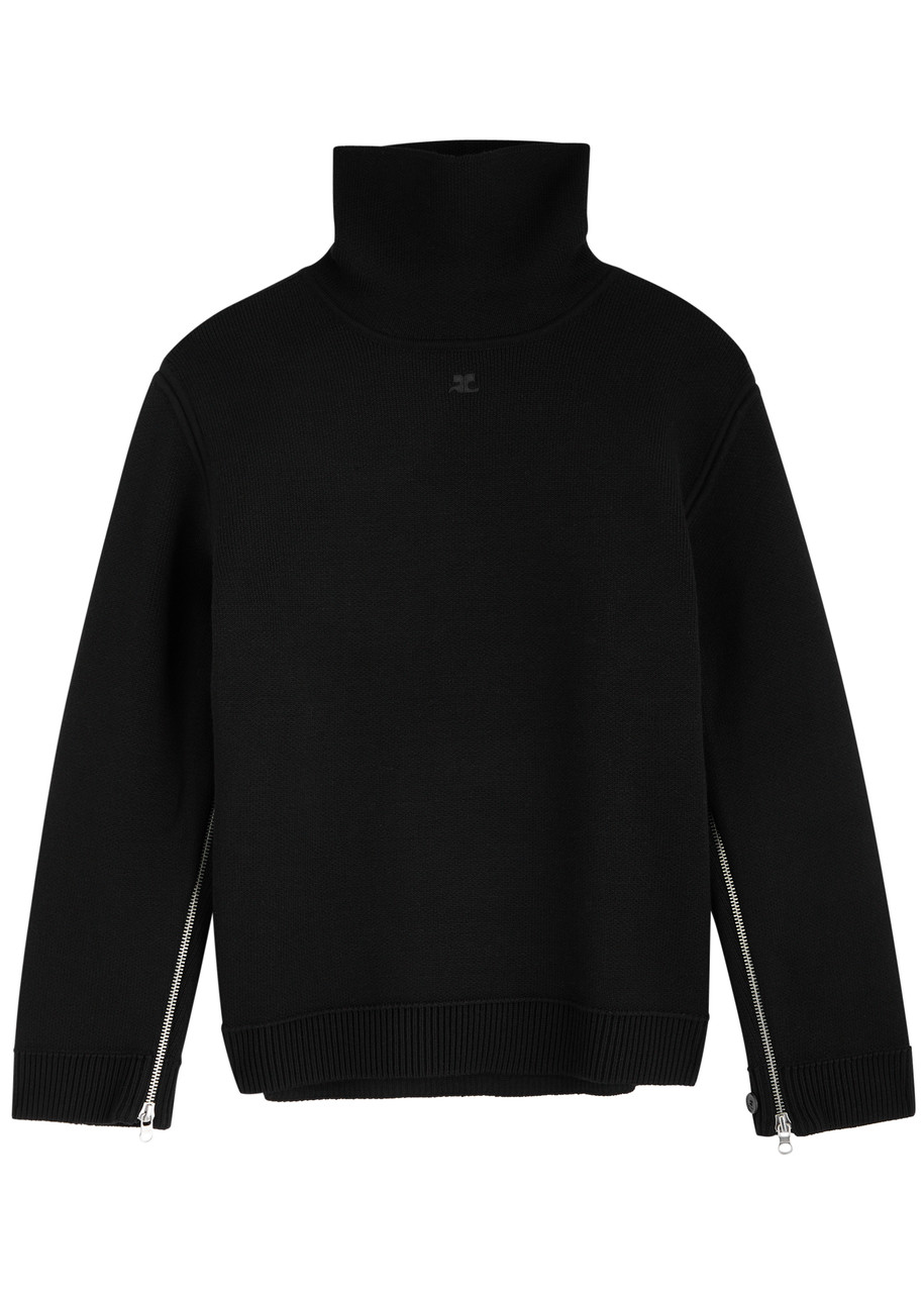 Courrèges Oversized Wool-blend Jumper In Black