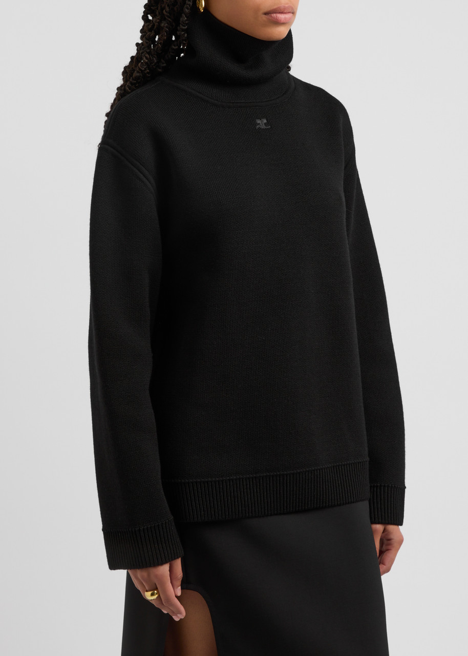 Courrèges Oversized Wool-blend Jumper In Black