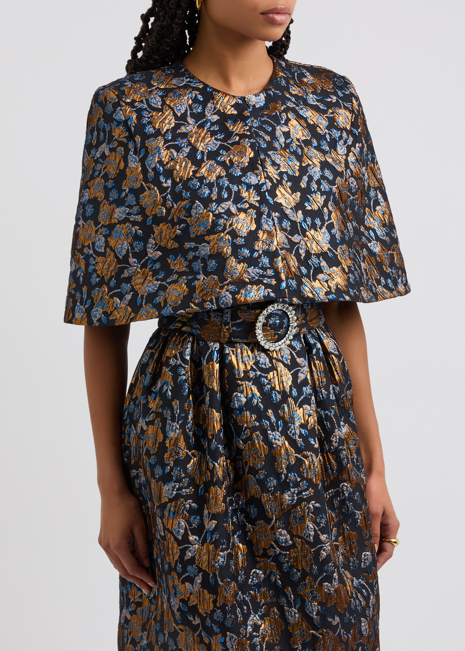 Borgo De Nor Merryn Floral Brocade Cape In Multicoloured