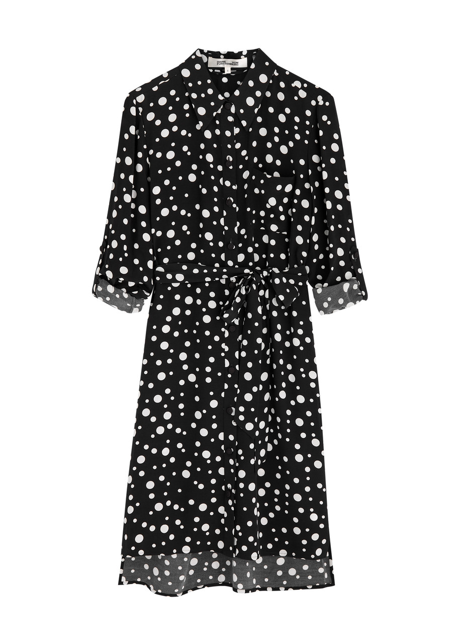 Diane Von Furstenberg Prita Polka-dot Printed Dress - Black