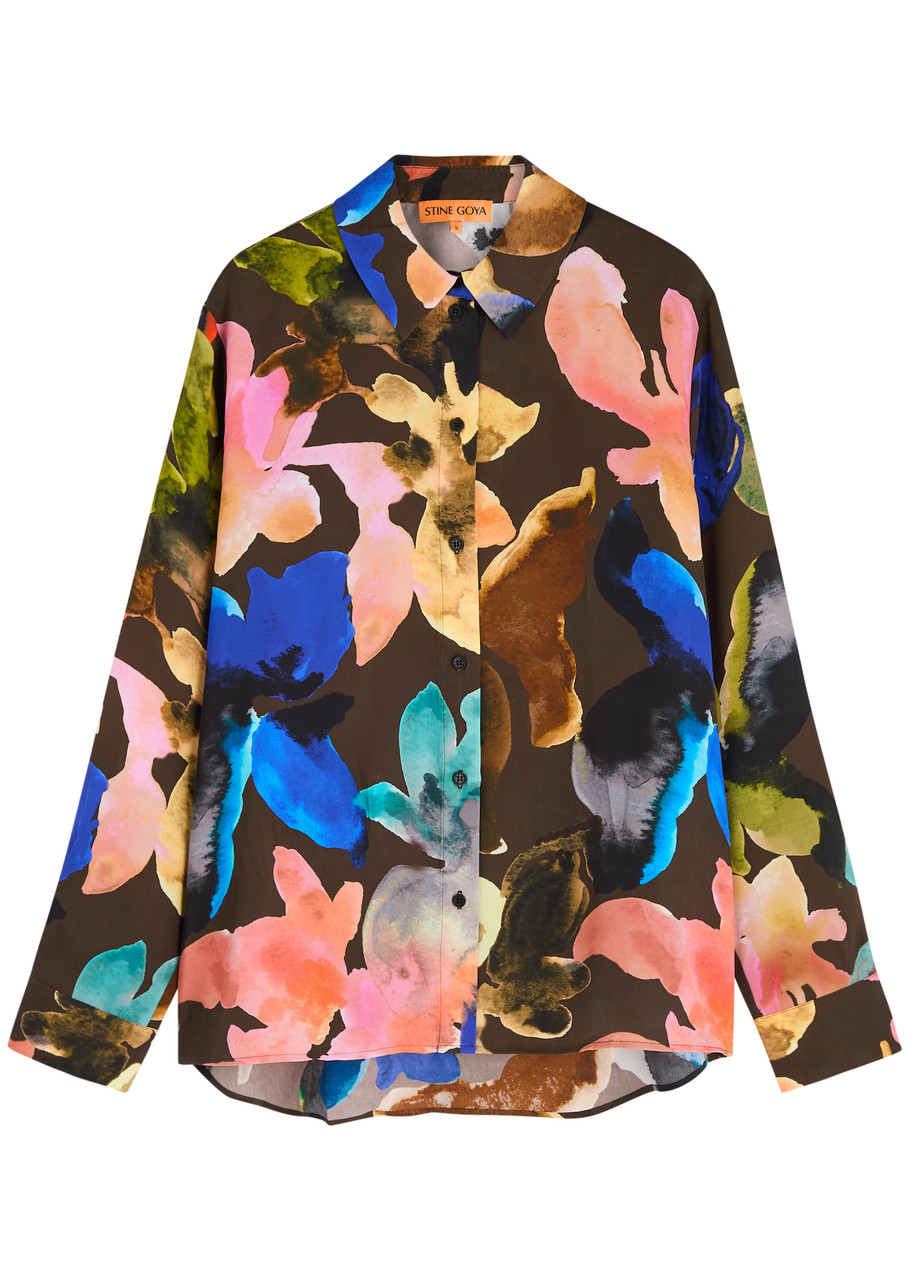 Stine Goya Floral-print Matte Satin Shirt In Multicoloured