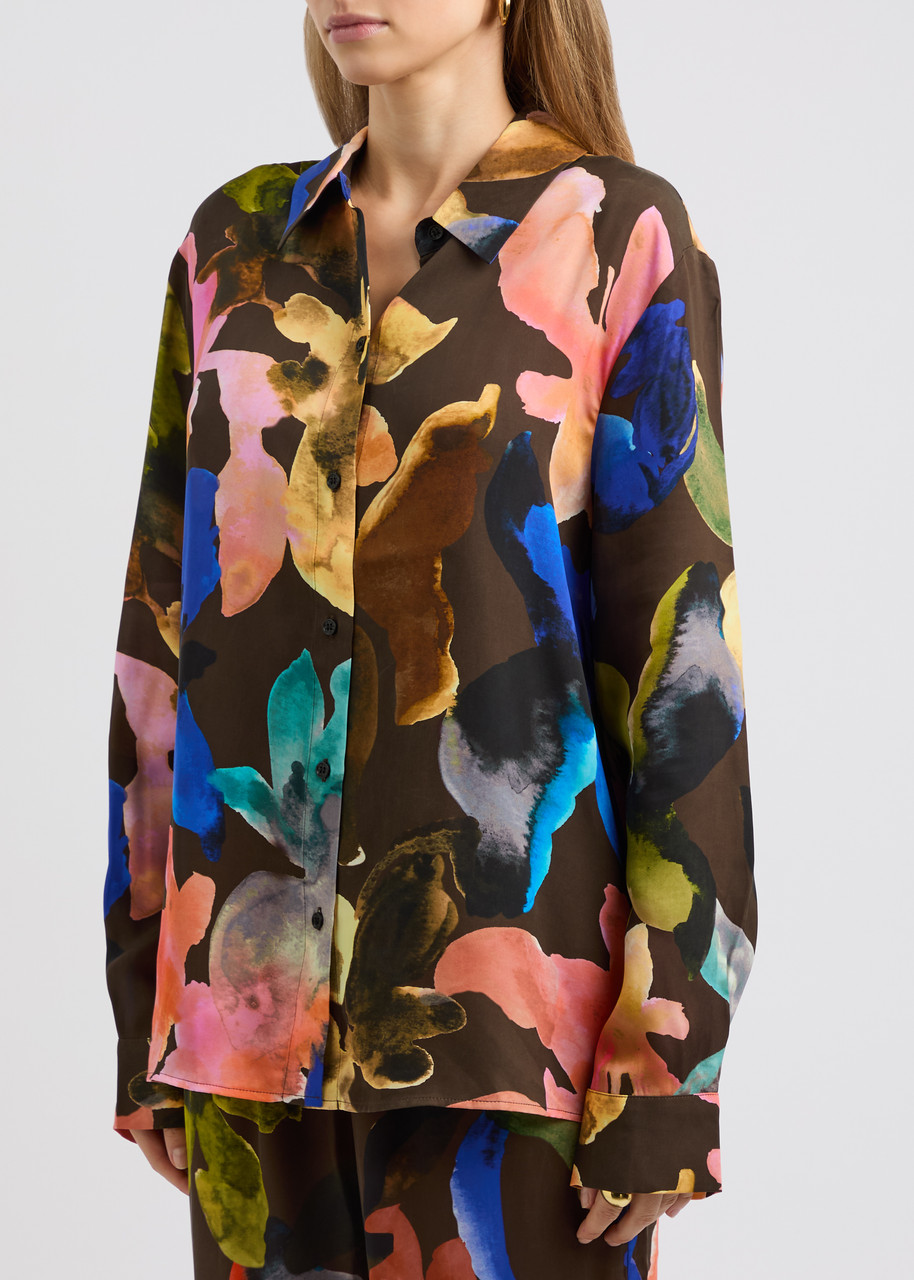 Stine Goya Floral-print Matte Satin Shirt In Multicoloured
