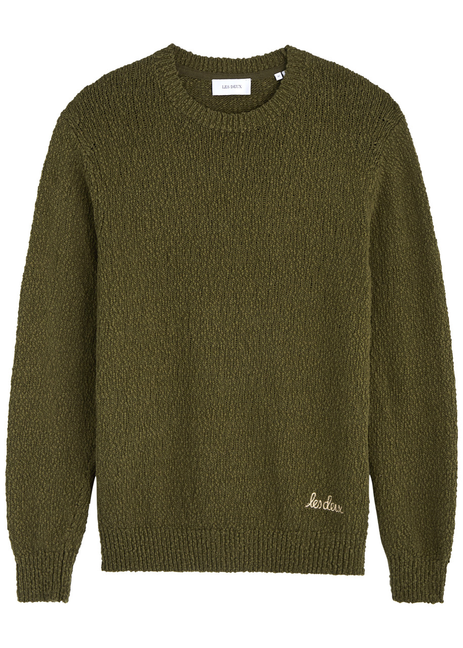 Les Deux Errol Woven Cotton Jumper - Green - M