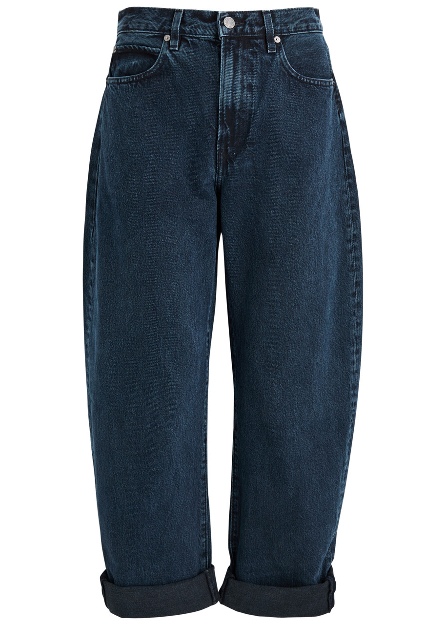 Frame Baggy High Rise Bubble Jeans In Dorado In Dark Blue