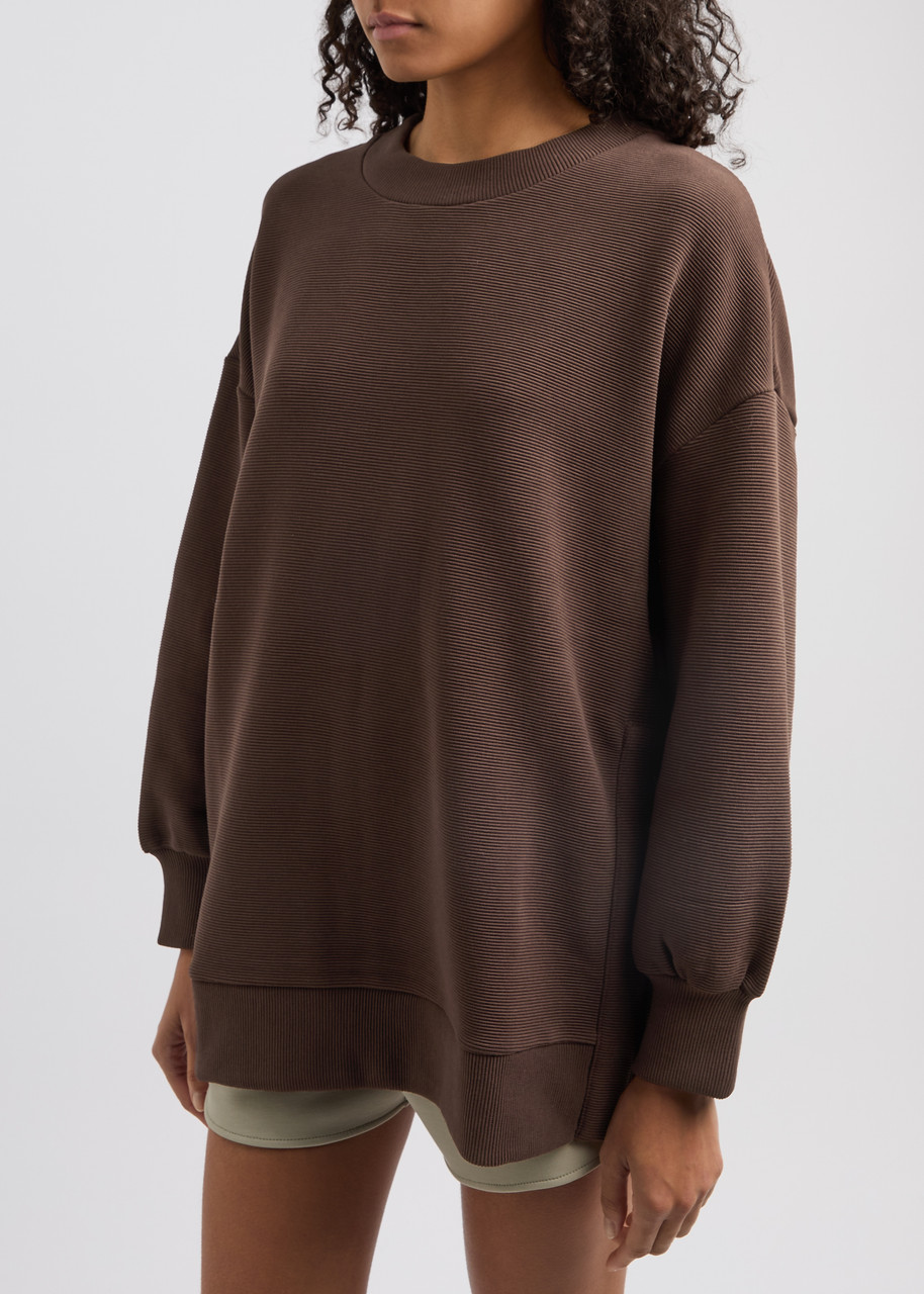 Varley Mae Cotton-blend Ottoman Sweatshirt In Brown