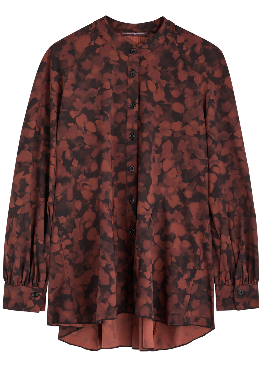 High Fortunate Printed Panelled Nylon Shirt - Orange - 46 (UK14 / L)