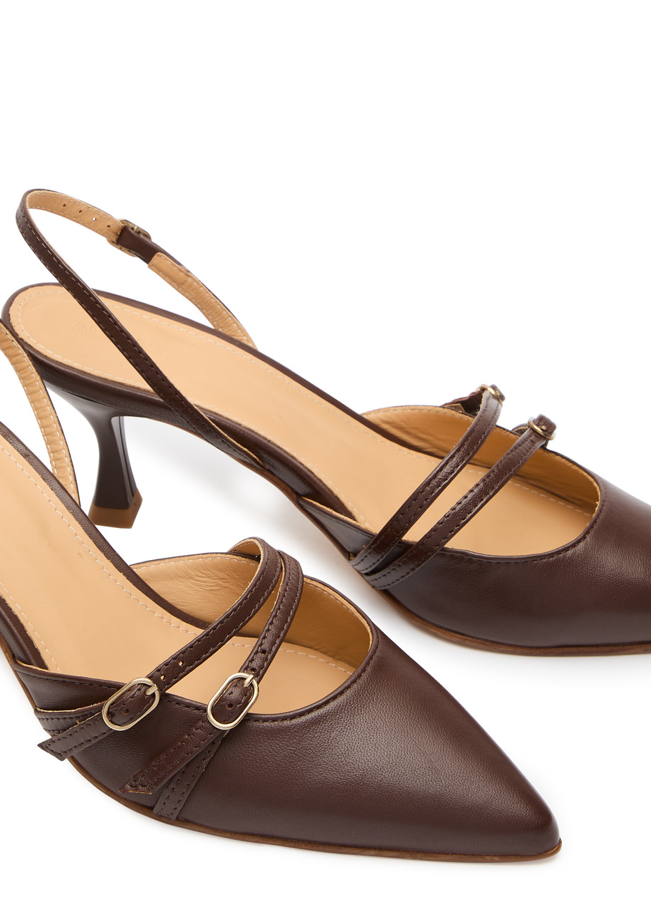  Alohas Joella 75 Leather Slingback Pumps - Brown 