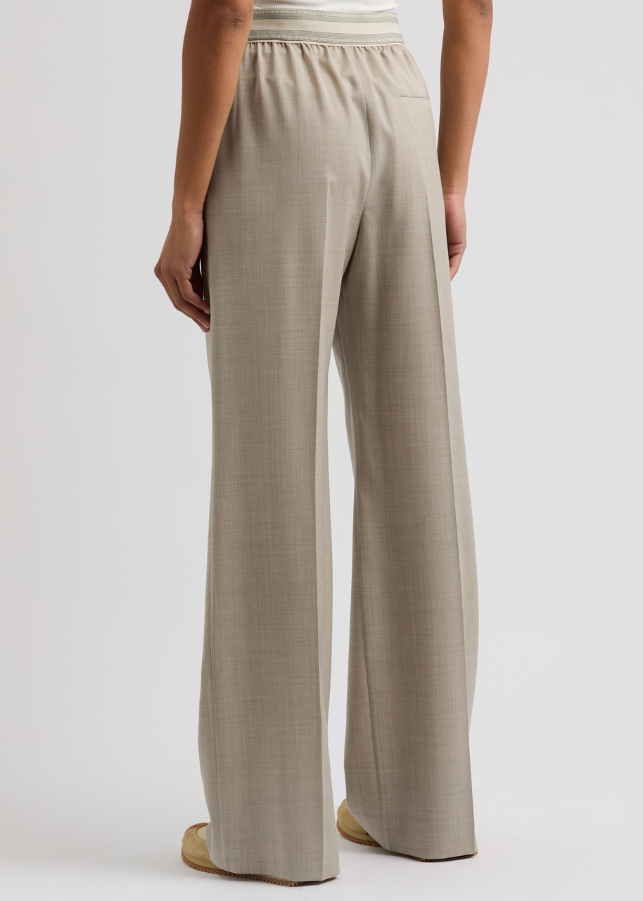  Loewe Logo-jacquard Straight-leg Wool Trousers - Beige - M (uk12 / M) 