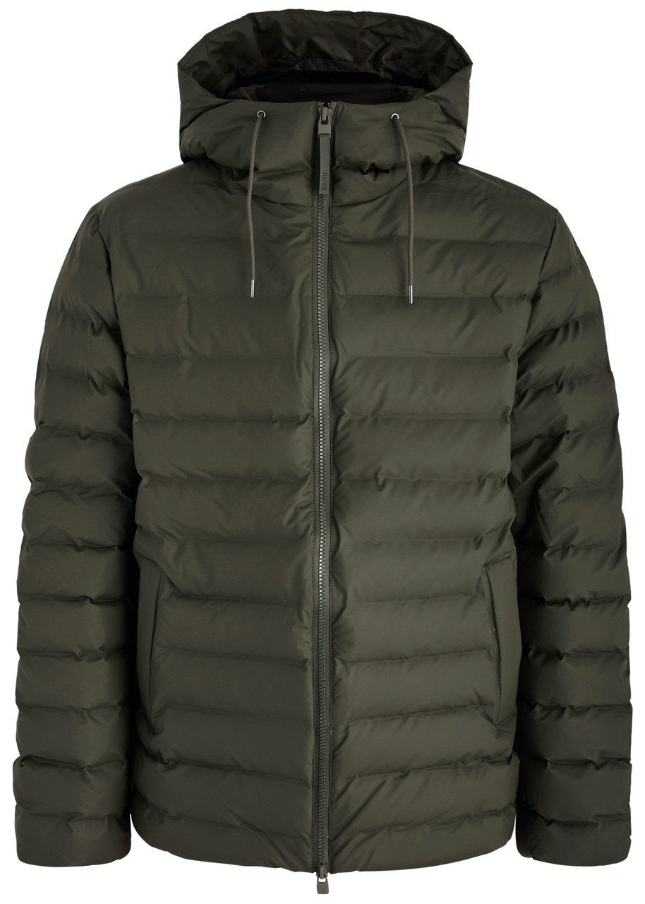 Rains Lohja Quilted Rubberised Jacket - Dark Green - XL