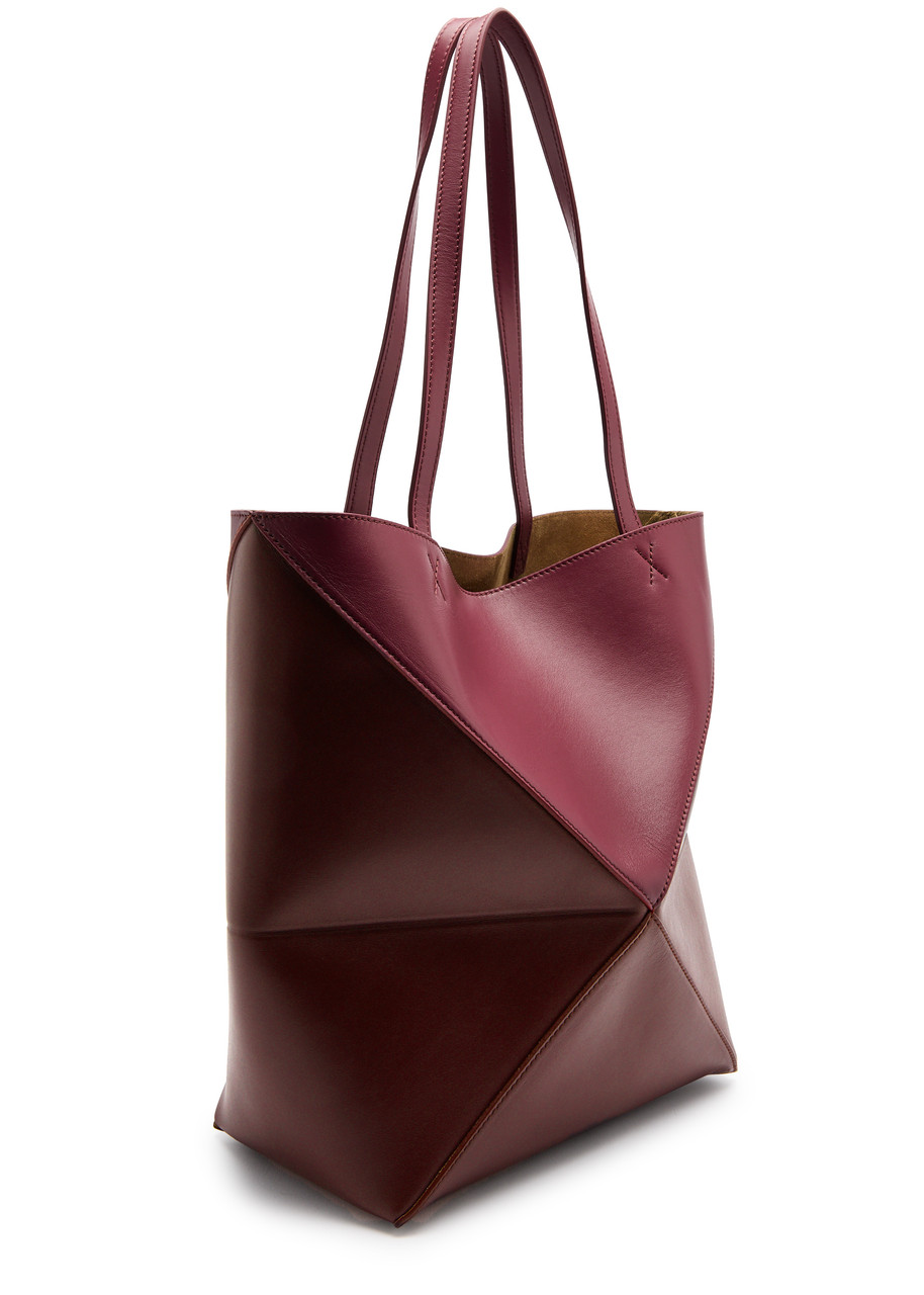  Loewe Puzzle Fold Medium Leather Tote - Red - One Size 