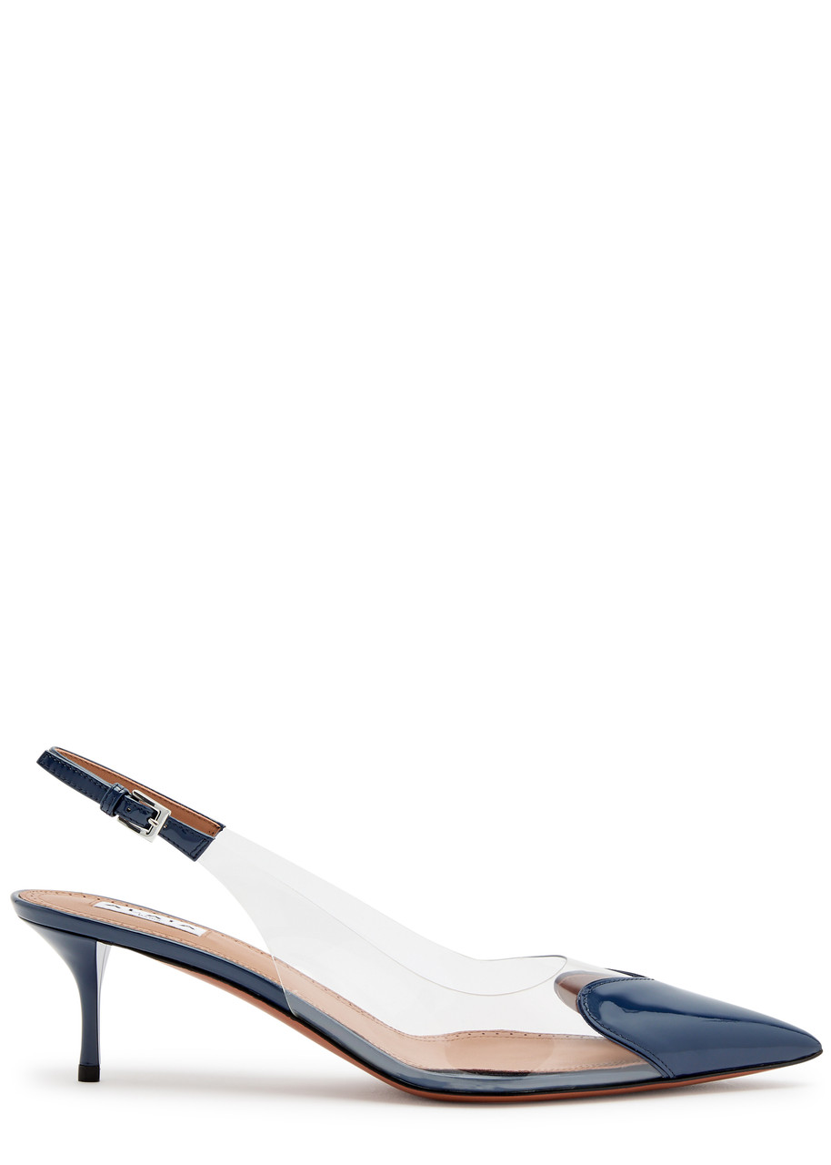 Alaïa Le Caur Patent-leather And Pvc Slingback Pumps In Navy