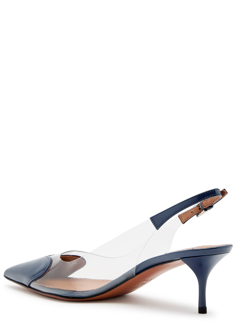Alaïa Le Caur Patent-leather And Pvc Slingback Pumps In Navy