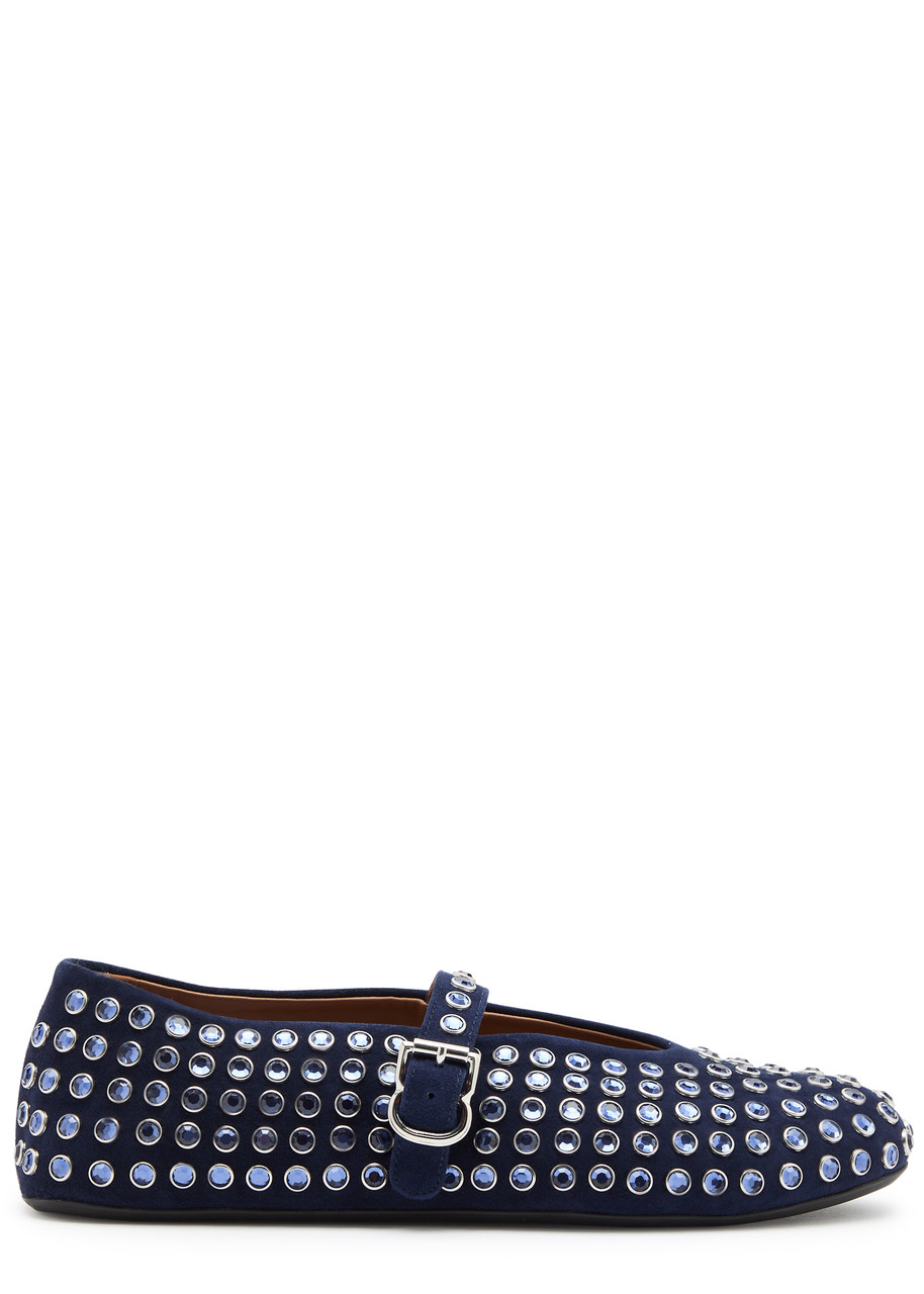 Alaïa Crystal-embellished Suede Ballet Flats - Blue - 38 (IT38 / UK5)