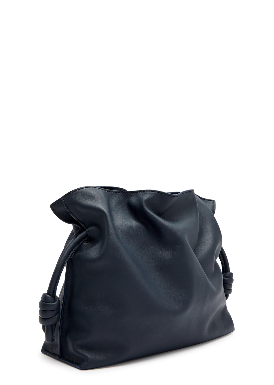 Loewe Flamenco Leather Clutch In Dark Navy