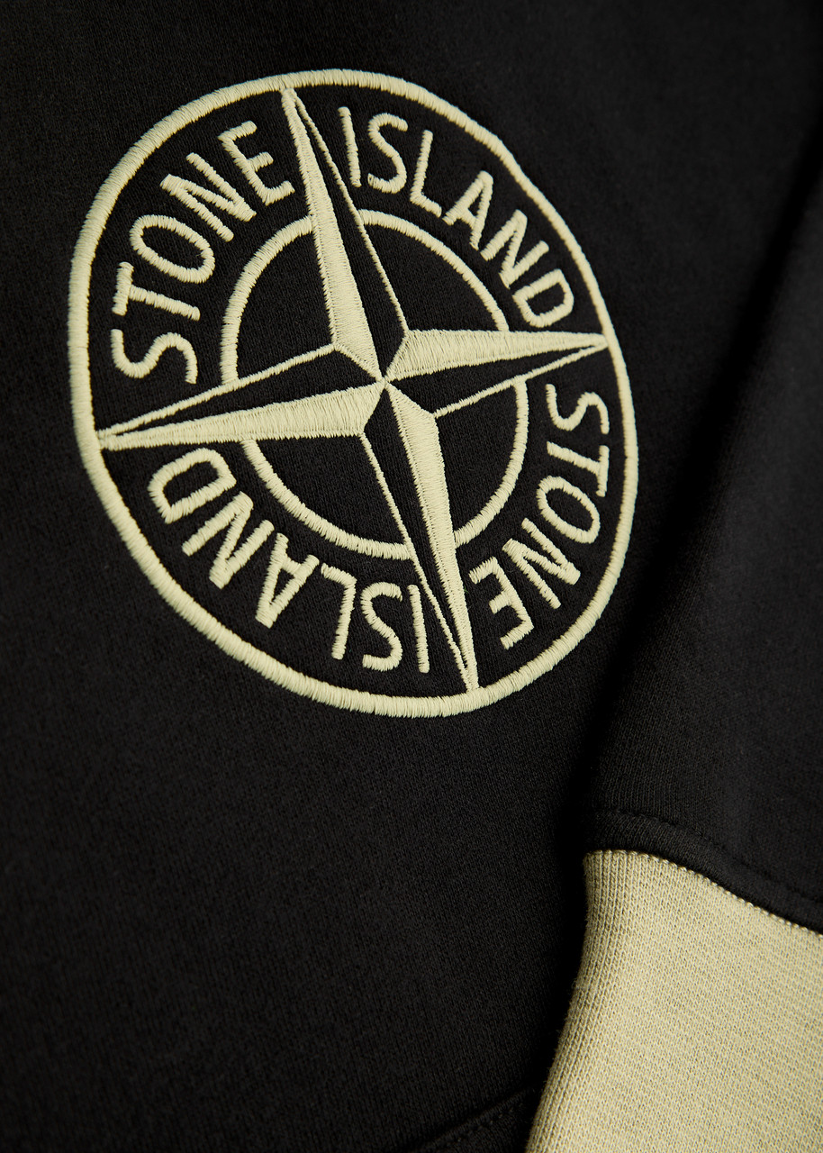 Stone Island Kids Logo Hooded Cotton Sweatshirt (8 Years) In Black