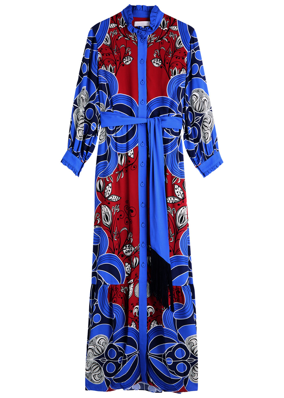 Borgo DE Nor Demi Printed Midi Shirt Dress - Blue And White