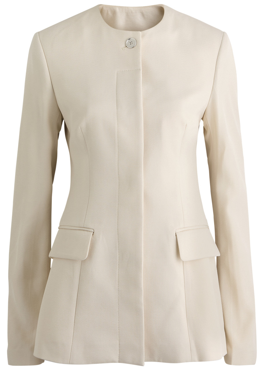 Totême Off-white Collarless Cinched Jacket In Ecru