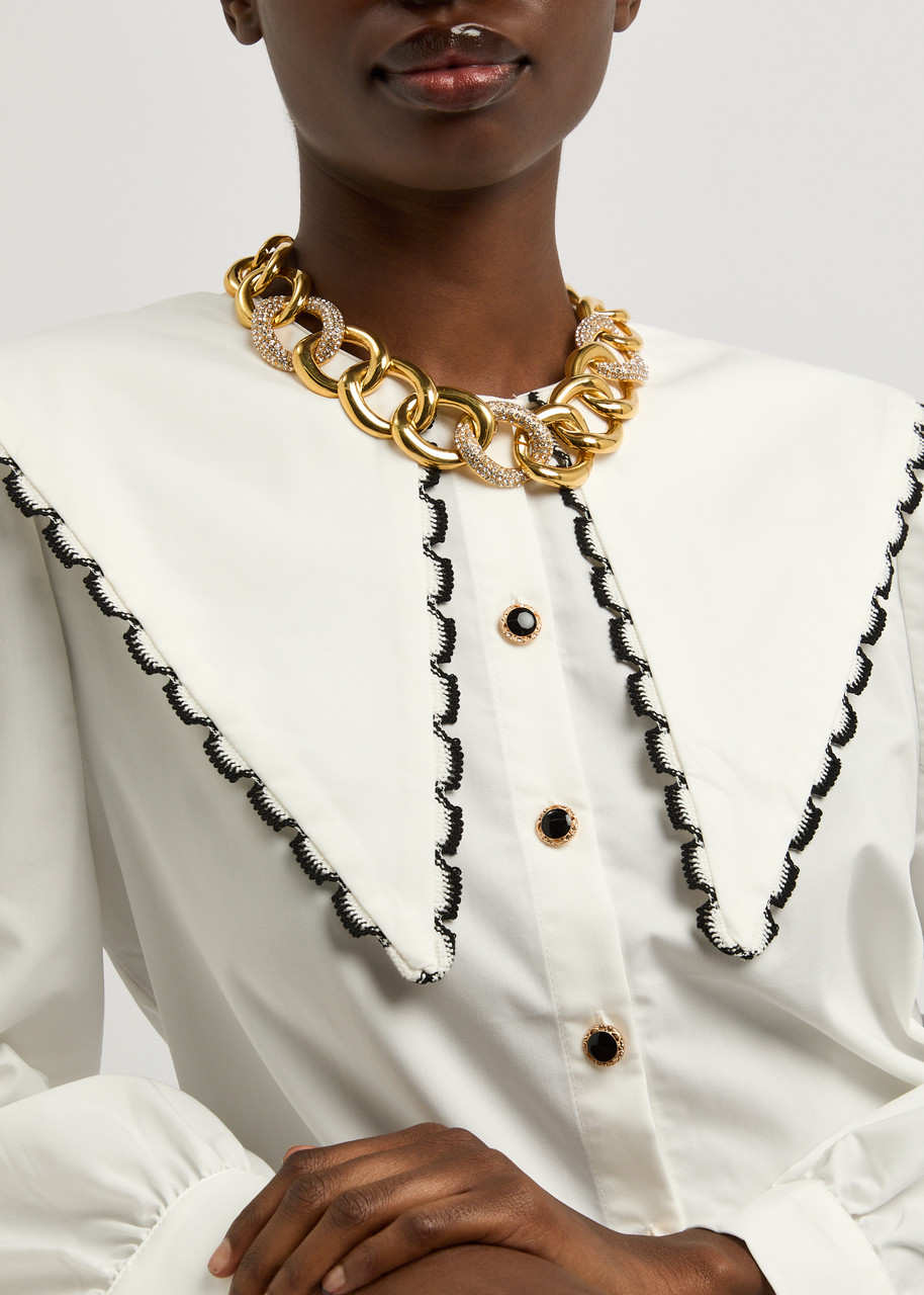 Kenneth Jay Lane Crystal-embellished Chain Necklace In Gold