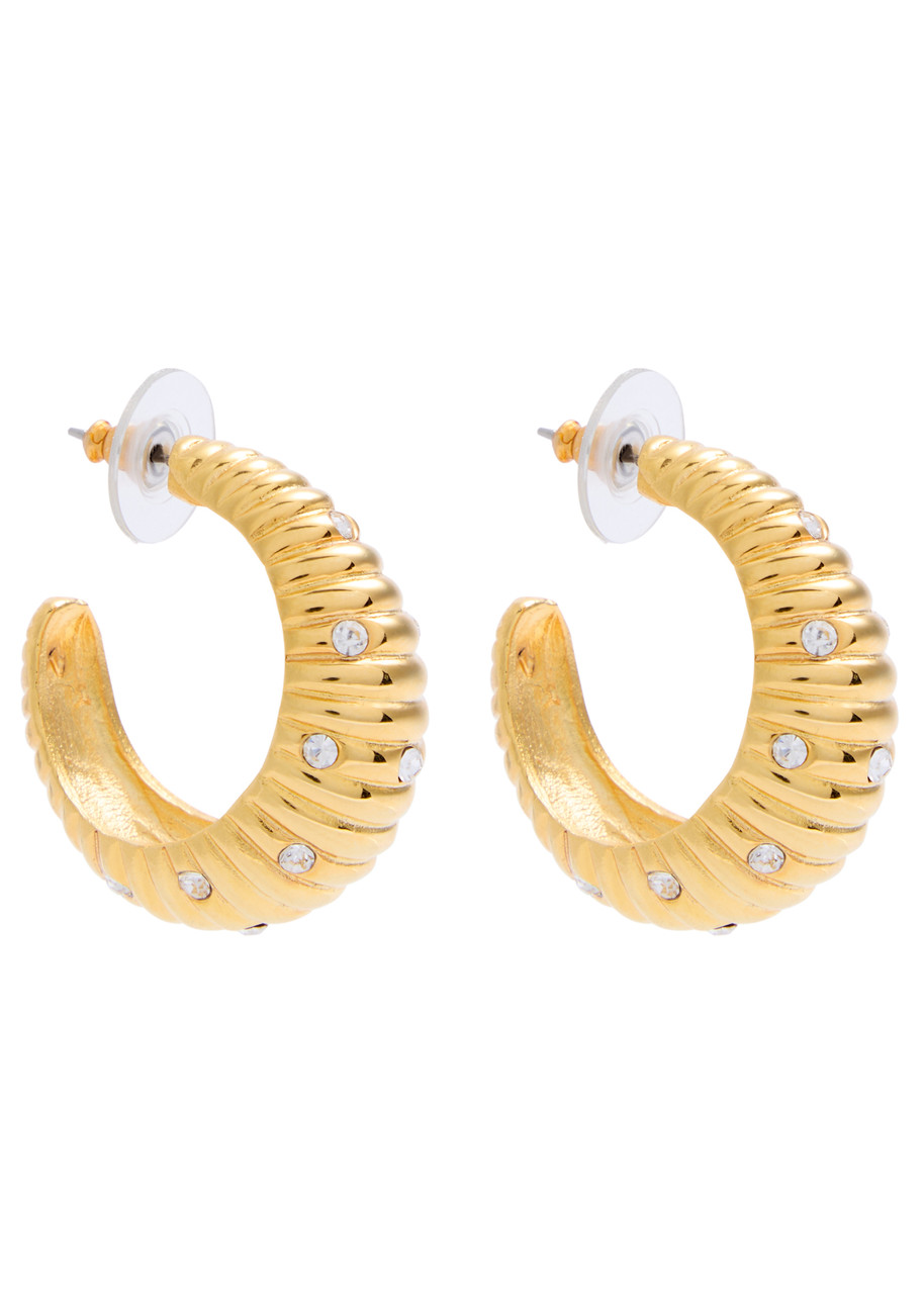Kenneth Jay Lane Crystal-embellished Hoop Earrings In Gold