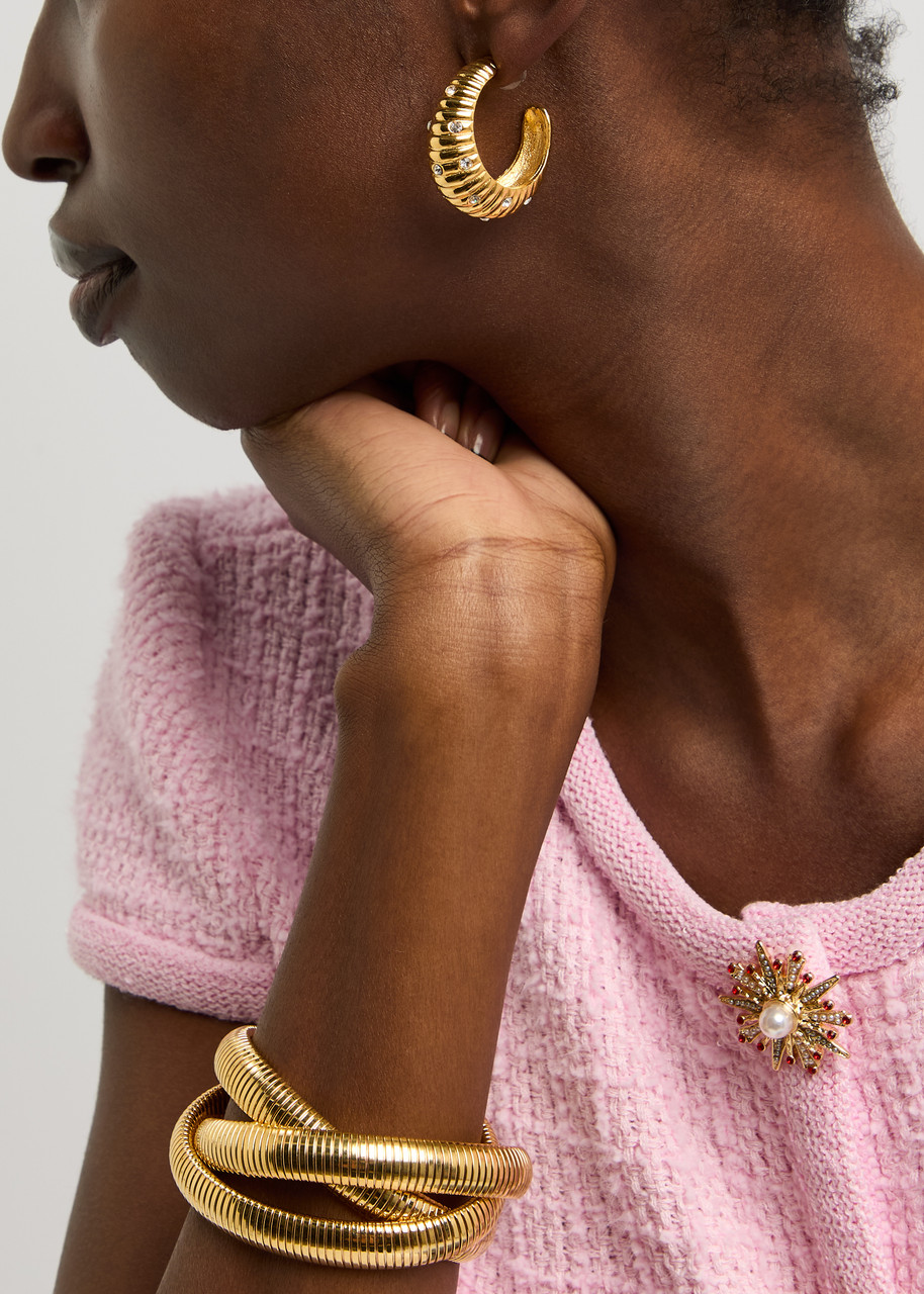 Kenneth Jay Lane Crystal-embellished Hoop Earrings In Gold