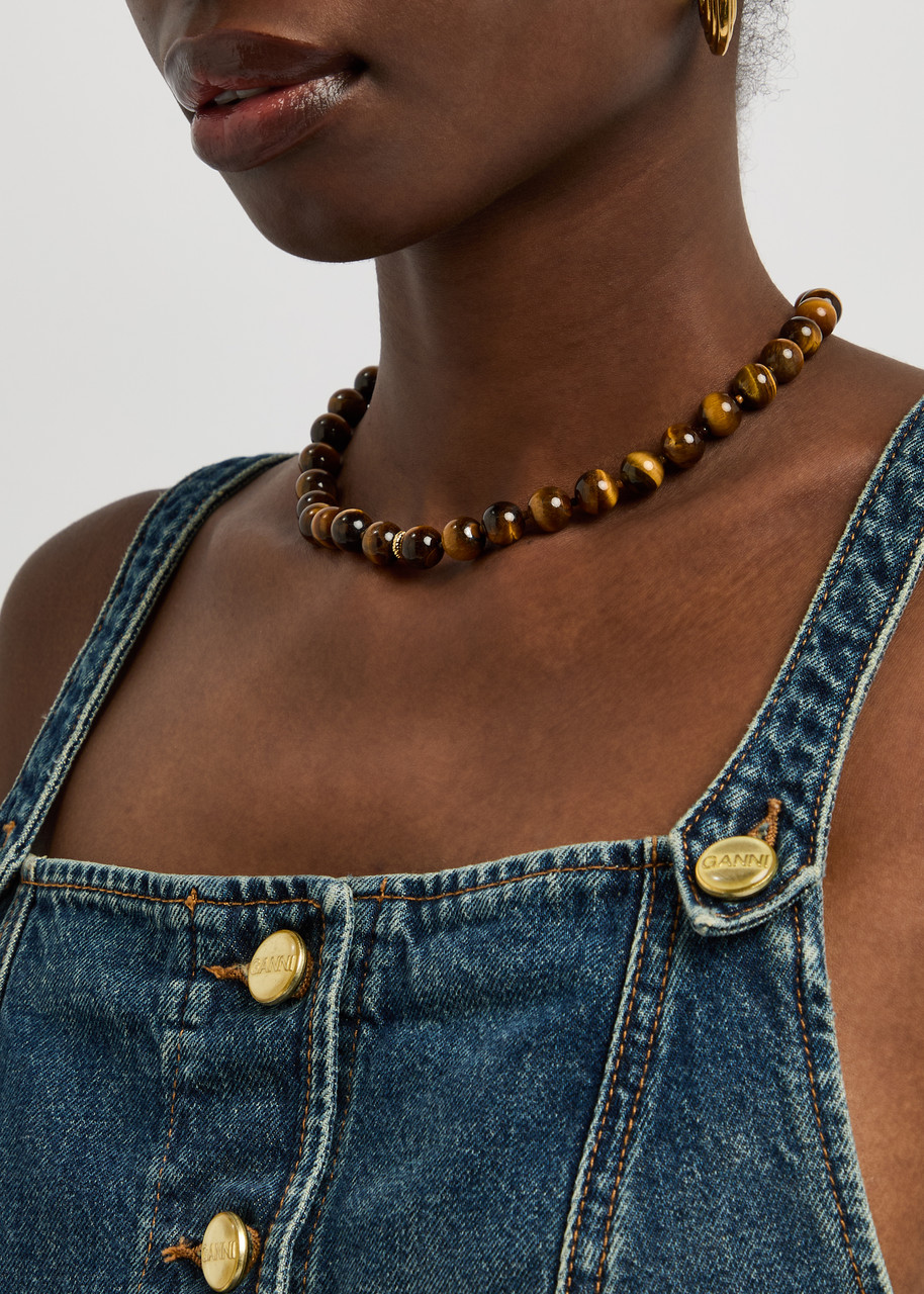 Anni Lu Eye Of The Tiger Beaded Necklace In Brown