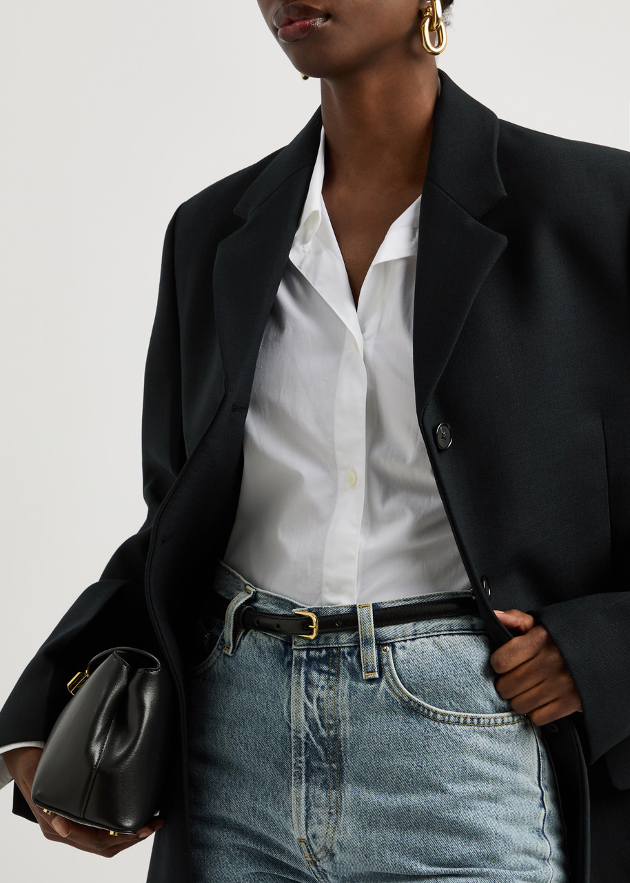 Totême Toteme Leather Thin Belt In Black