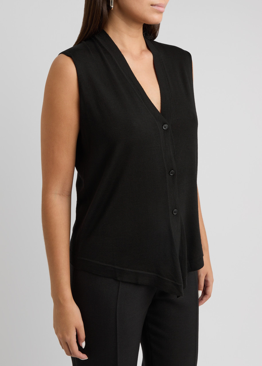 The Row Harrell Wool Knit Vest In Black