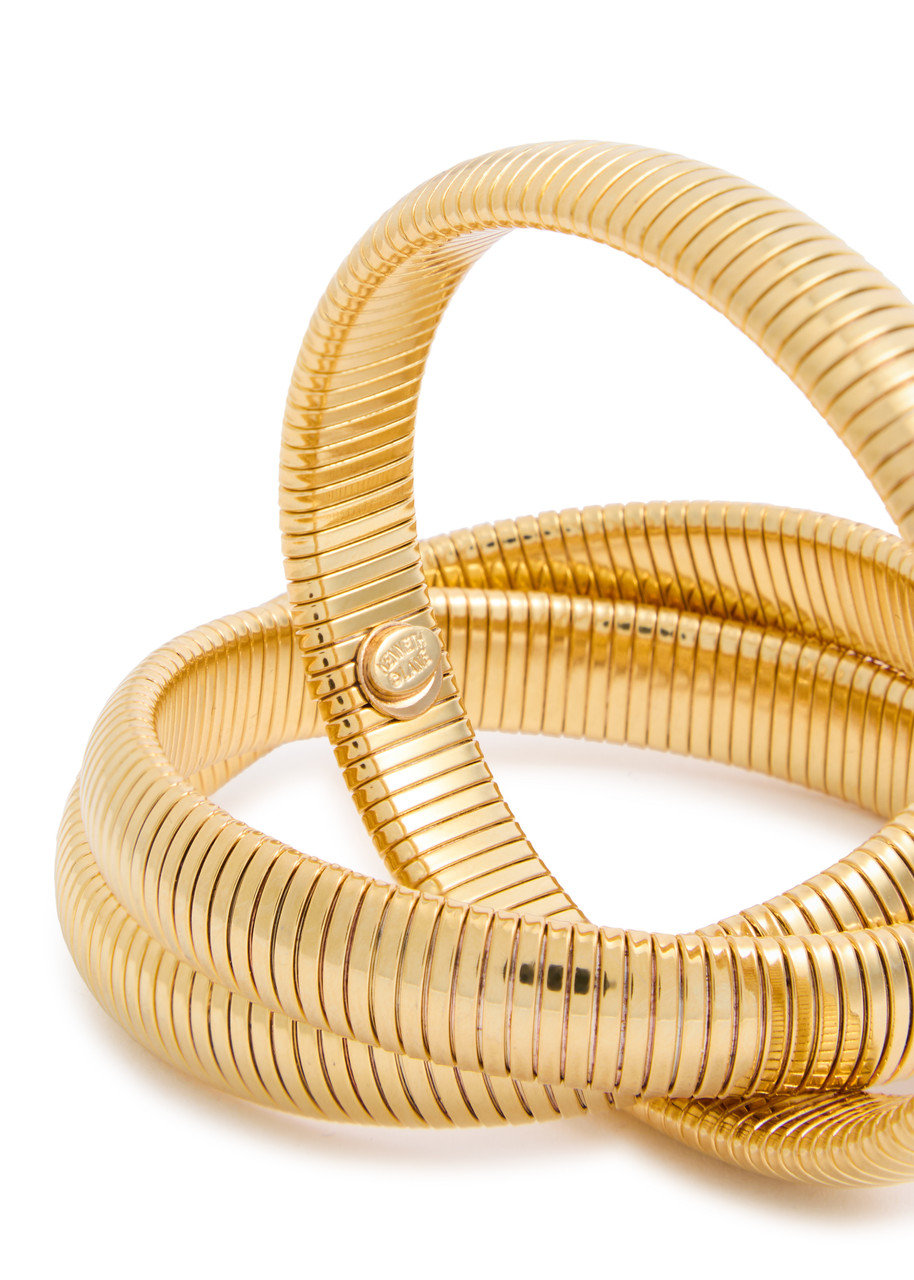  Kenneth Jay Lane Triple Interlocking Chain Bracelet - Gold - One Size 