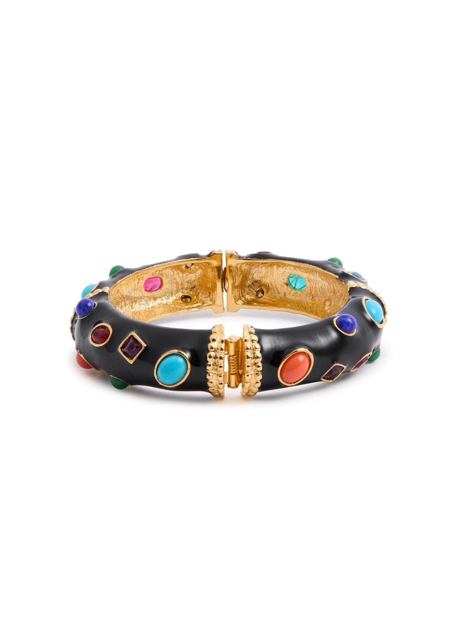  Kenneth Jay Lane Embellished Enamelled Bangle - Black - One Size 