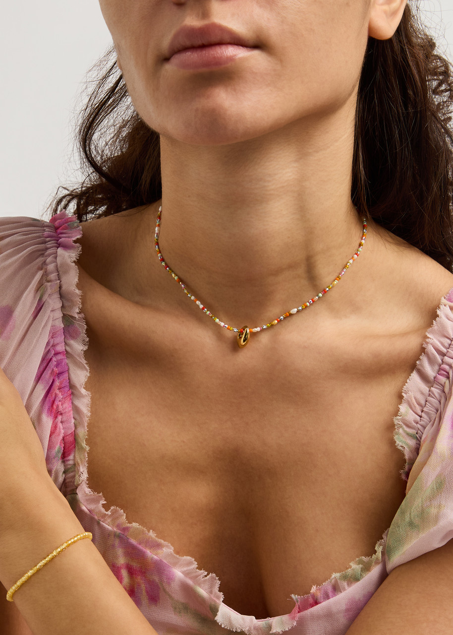 Anni Lu Piccolo 18kt Gold-plated Beaded Necklace In Multicoloured