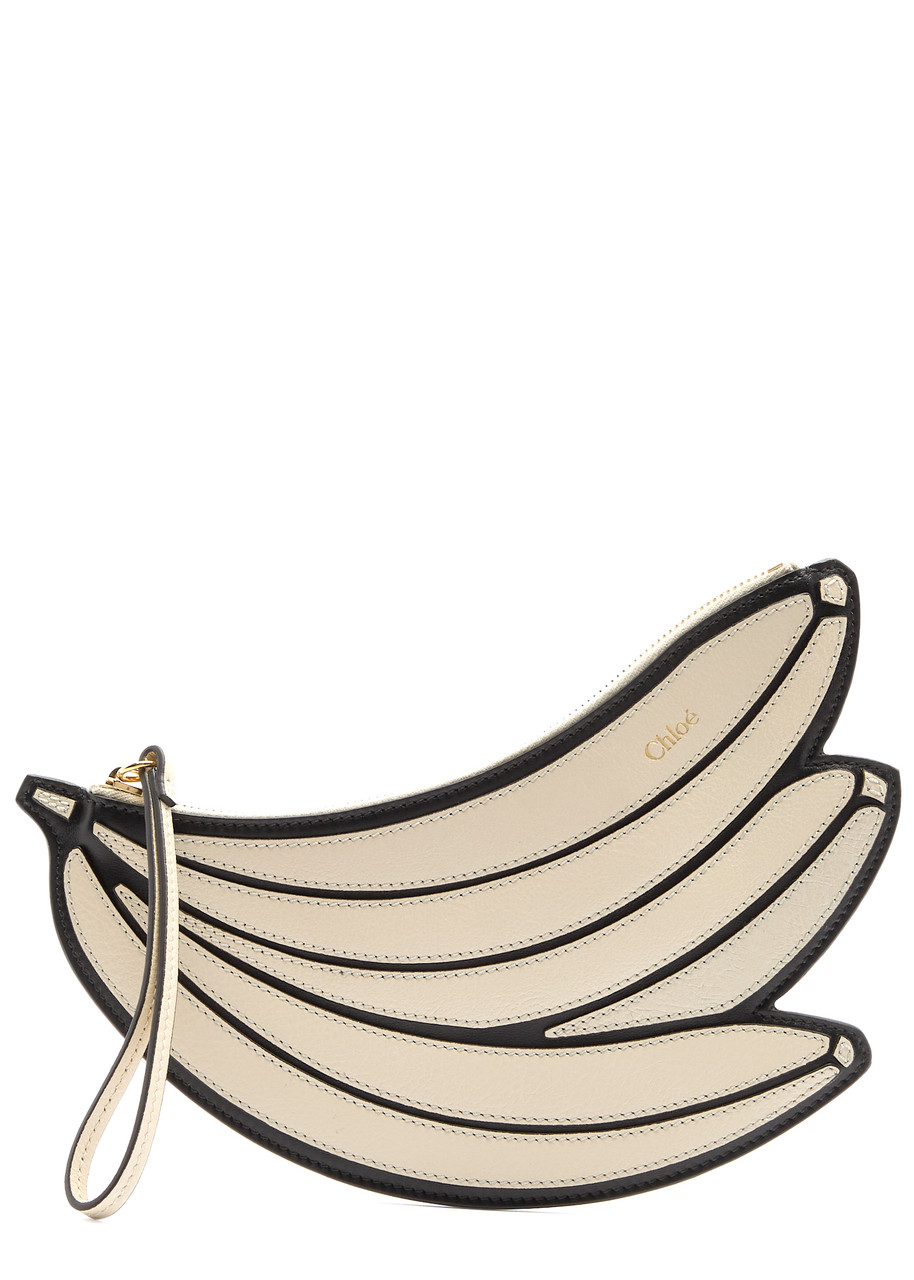 Chloe Banana Leather Pouch - Beige - One Size