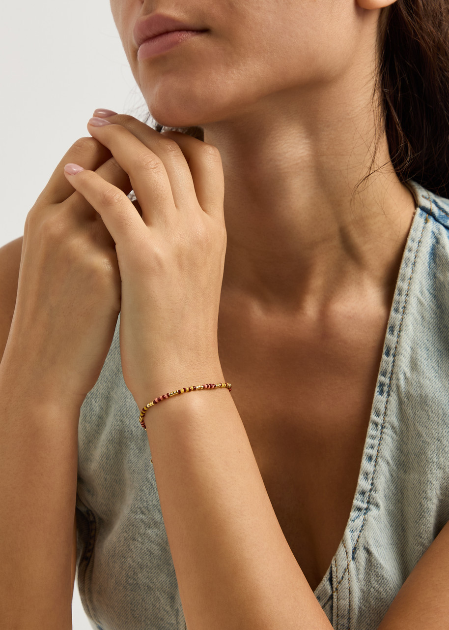 Anni Lu Bundoran 18kt Gold-plated Beaded Bracelet In Red