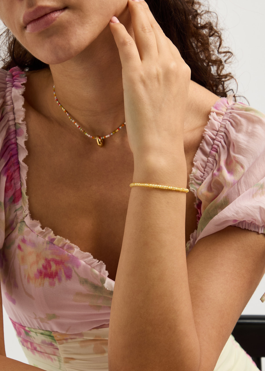 Anni Lu Tan Line Beaded Bracelet In Yellow