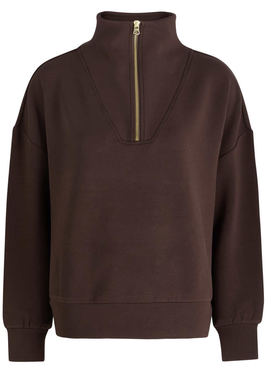 Varley Doublesoft Hawley Half-zip Sweatshirt In Brown