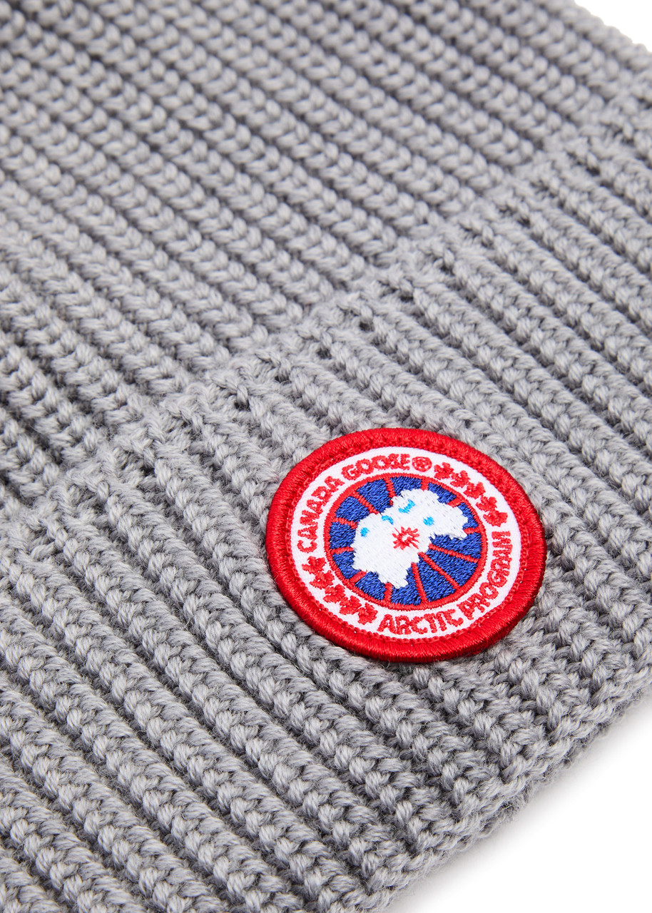 Canada Goose Arctic Disc Ribbed Wool Beanie In Grey