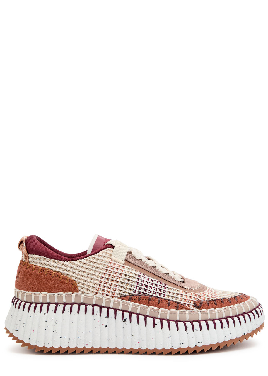 Chloe Nama Panelled Knitted Sneakers - Tan - 37 (IT37 / UK4)