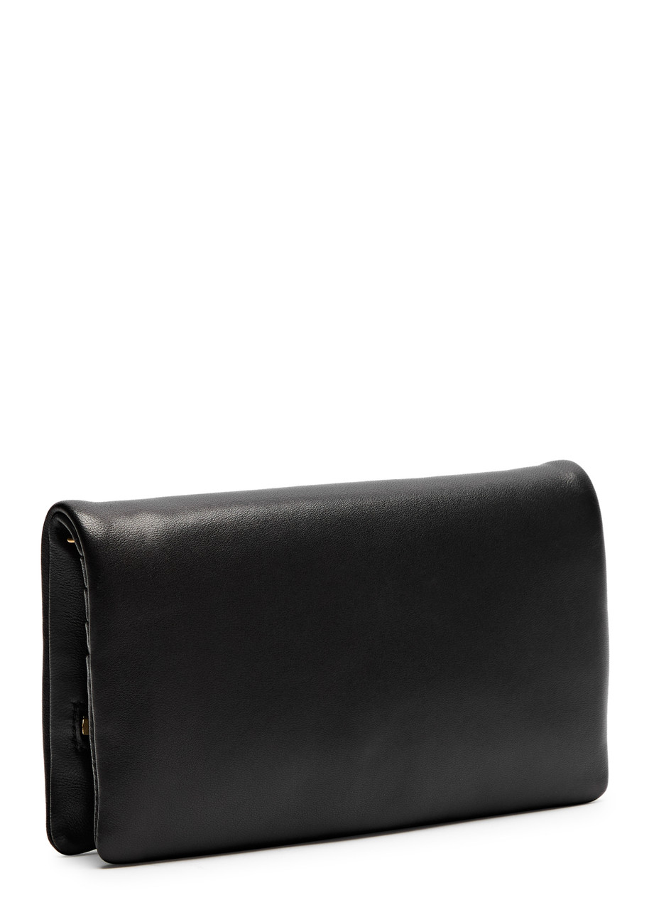Saint Laurent Puffy Leather Wallet-on-chain In Black