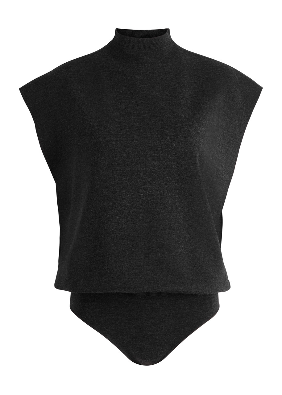 Alaïa Wool Bodysuit In Black