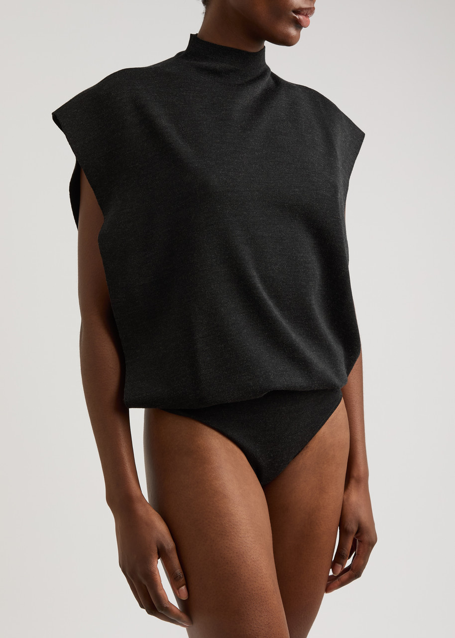 Alaïa Wool Bodysuit In Black