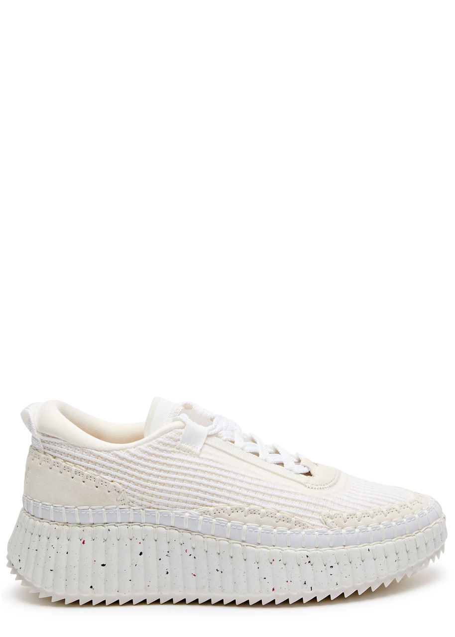 Chloé Chloe Nama Mix Material Low-top Sneakers In White