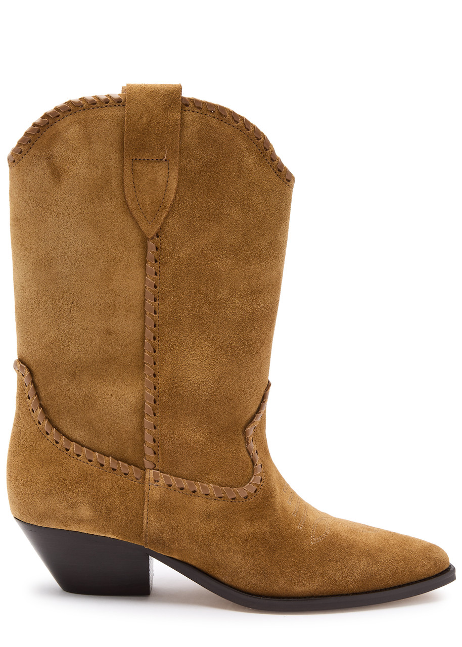 Isabel Marant Duerto Suede Western Boots - Tan - 38 (IT38/ UK5)