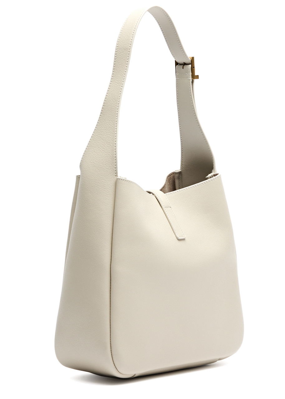 Saint Laurent Small Le 5 À 7 Leather Shoulder Bag In White