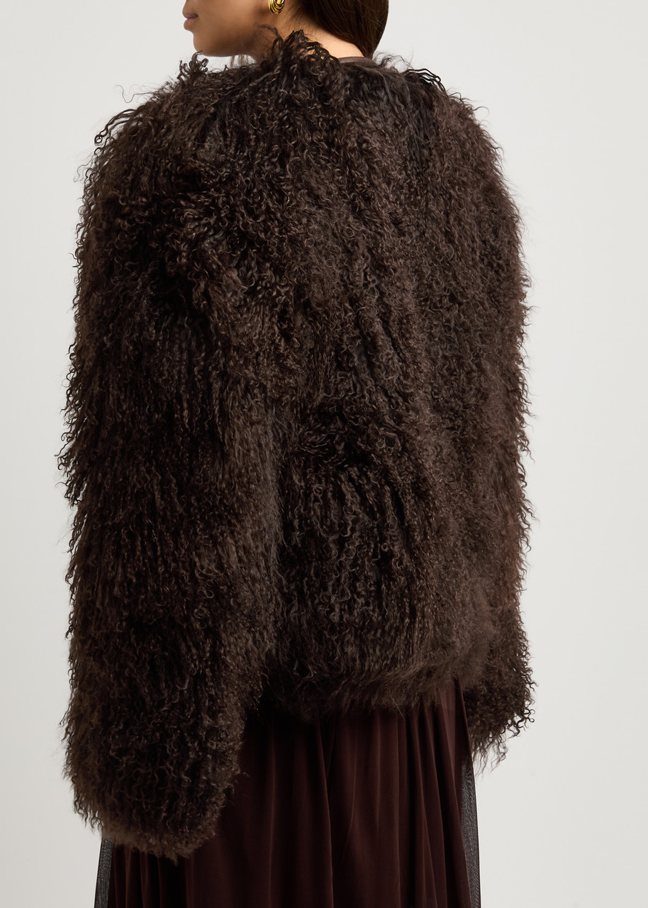  Meotine Carly Shearling Jacket - Dark Brown - M/l (uk14 / L) 