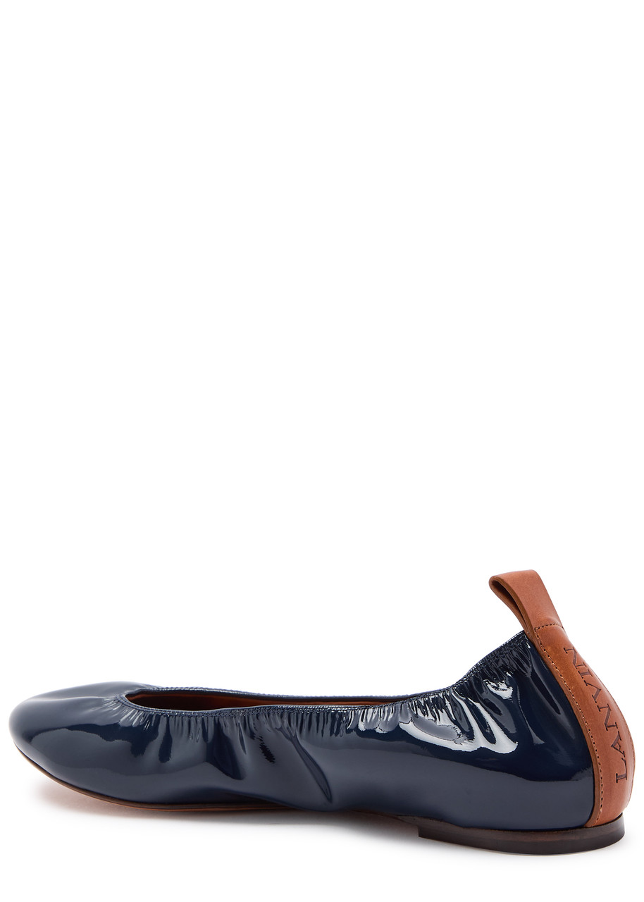 Lanvin The Ballerina Flat In Patent Leather For Women In Blue